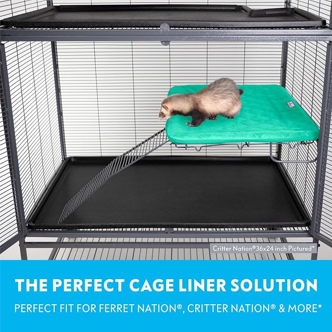 Paw Inspired Fitted Fleece Shelf Liner for Critter Nation Cage, Green | Cover for Ferret Nation/Critter Nation Cage Shelves, For Ferrets, Rats, Chinchillas, Hedgehogs, Small Animals, Pets