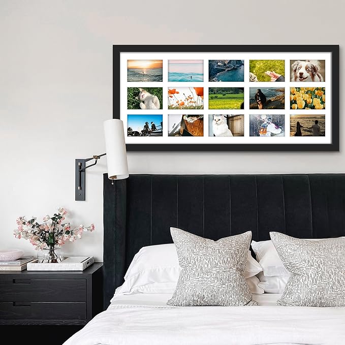 14x32 Picture Frame 4x6 Collage Picture Frame Displays Fifteen 4x6 inch Photos Collage Wall Decor Wall Hanging Black