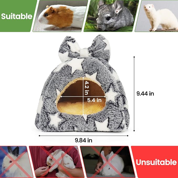 Mygeromon Guinea Pig Bed Rabbit Hideout Cuddle Cup Washable (Star Style) | Winter, Small Animals Sleeping House, for Ferret, Chinchilla, Bunny