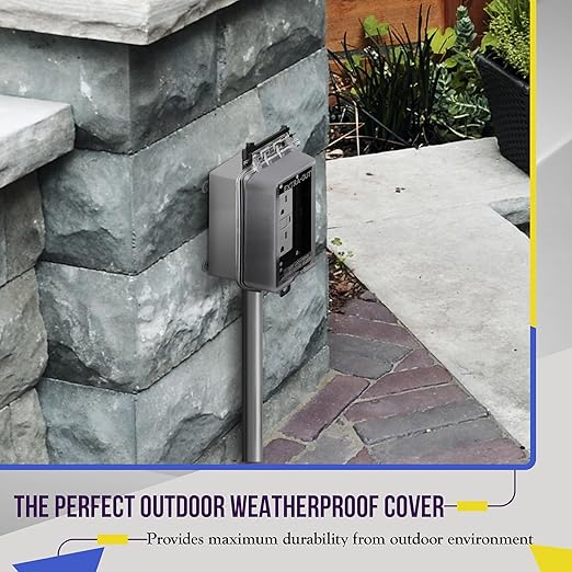 ENERLITES Outdoor Outlet Cover Extra-Duty in-Use Weatherproof Outdoor Decorator/GFCI Receptacle Outlets, Weatherproof Enclosure, 1-Gang 6.1”H x 3.4”W x 2.8”D, Clear Cover, IUC1V-D-2PCS, 2 Count