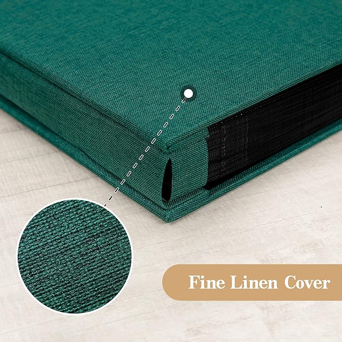 potricher Small Photo Album 4x6 300 Photos Linen Cover Picture Photo Book for Family Wedding Anniversary Baby Vacation (Dark Green,300 Pockets)