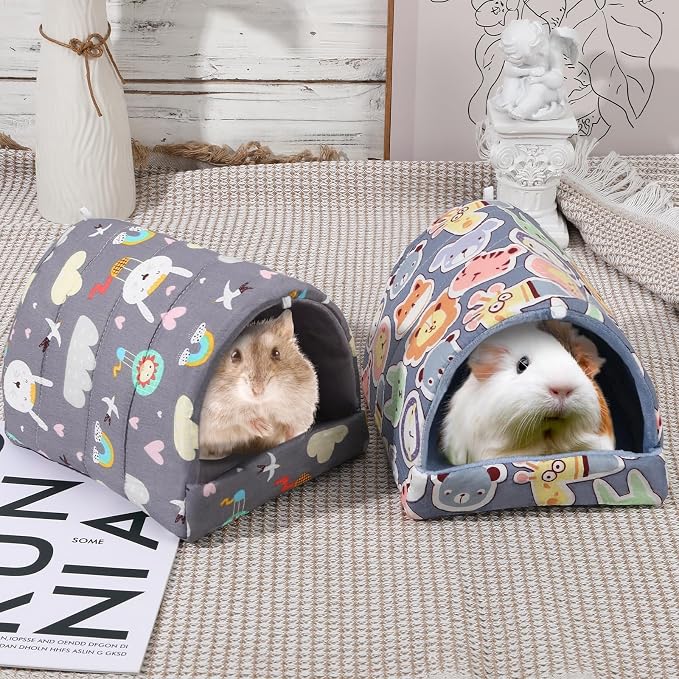 UPINS 2 Pack Guinea Pig Hideout,Guinea Pig Bed | Washable Small Animal House Cage Accessories ,for Mouse Chinchillas Hamsters Hedgehogs Ferrets Bearded Dragons and Rats