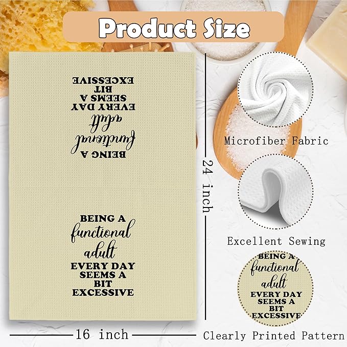 Funny Sarcastic Adult Beige Dish Towels 16x24 Inches, Decorative Absorbent Hand Tea Kitchen Bathroom Towels