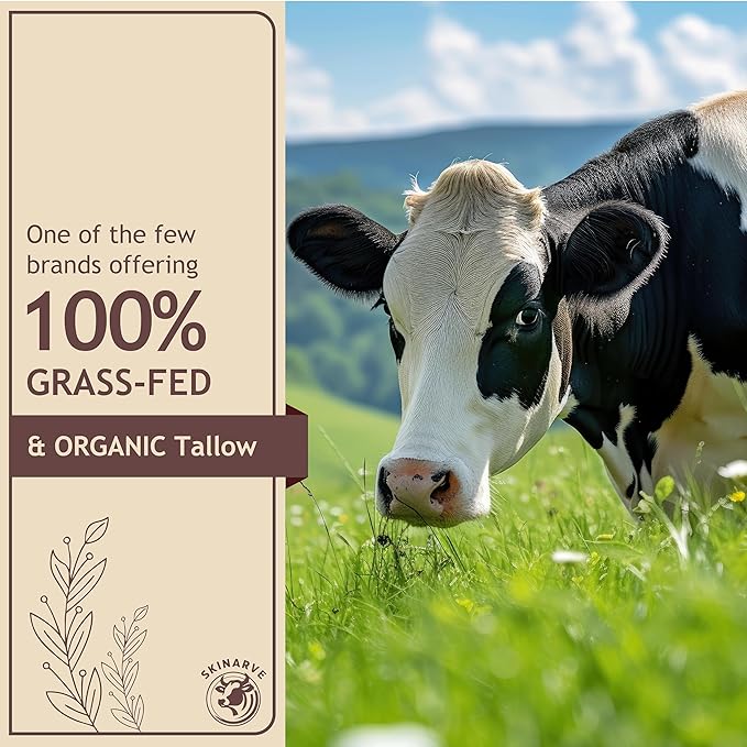 Beef Tallow for Skin 4oz Unscented, Organic Whipped beef Tallow and Honey Balm, 100% Grass Fed Beef Tallow Face Moisturizer For Dry Skin, Lip balm, Eczema Natural Tallow Moisturizer Lotion Body Butter
