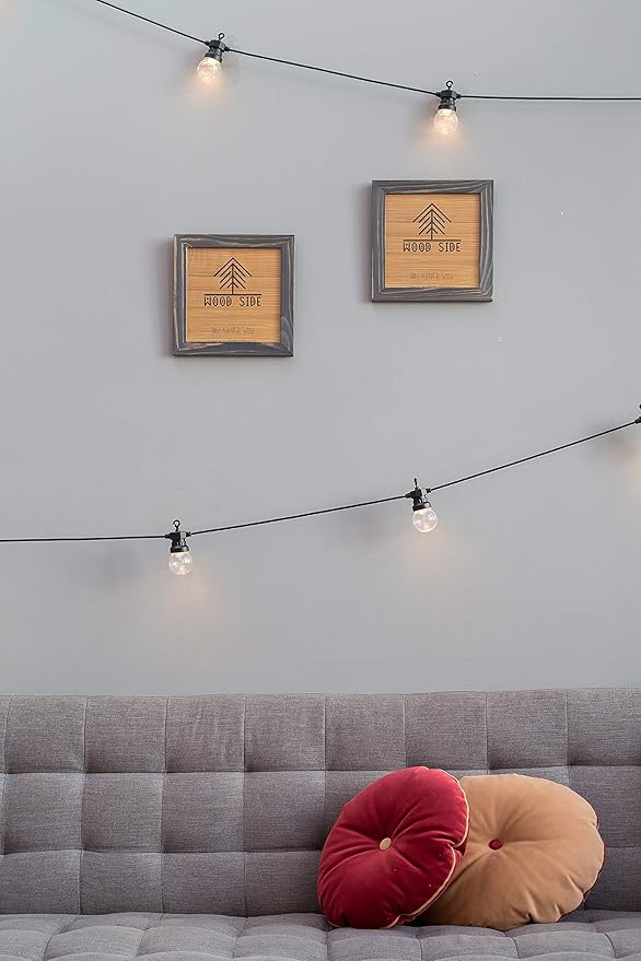Rustic Wooden Square Pucture Frames 8x8 - Set of 2-100% Natural Eco Washed Wood with Real Glass for Wall Mounting and Tabletop Photo Frame - Grey