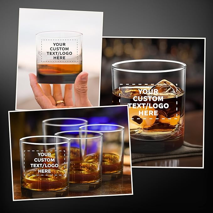 Custom Lexington Rocks Whiskey Glass 10.5 oz, Set of 48, Personalized Bulk Pack - Perfect for Scotch, Bourbon, Whiskey, Cocktail - Black