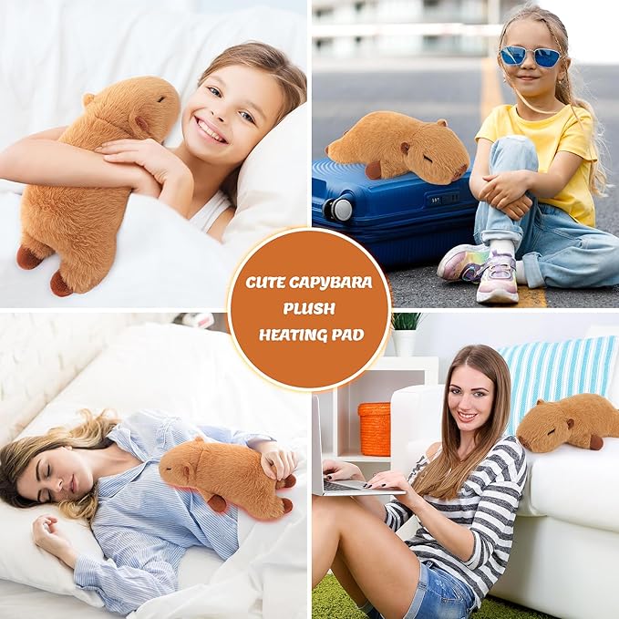 1.8lb Capybara Microwavable Heating Pad-14'' Cuddly Capybara Heating Pads for Cramps &Period Pain Relief for Women,Heatable & Coolable Stuffed Animals Bedtime Birthday Gift for Women Kids