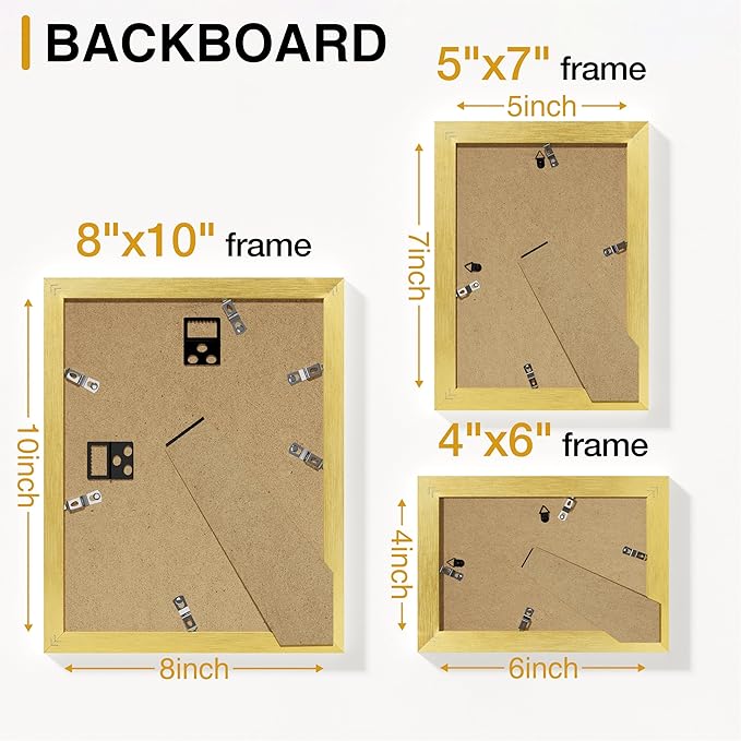 Vittanly 12 Pack Picture Frames Collage Wall Decor for Mounting or Tabletop Display, Gallery Wall Frame Set for Family, Multi Sizes Including 4pcs 8x10, 4pcs 5x7, 4pcs 4x6, Gold