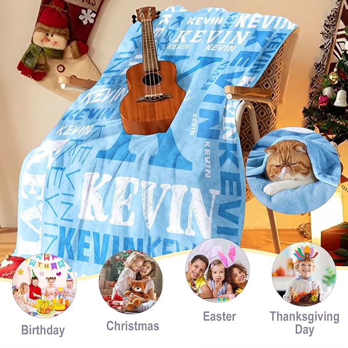 Personalized Blankets for Teen Girls Boys - Printed in USA, Custom Blanket with Kids Names, Ultra-Soft Flannel Monogrammed Baby Throws Blankets, Customized Christmas Brithday Gifts for Adults
