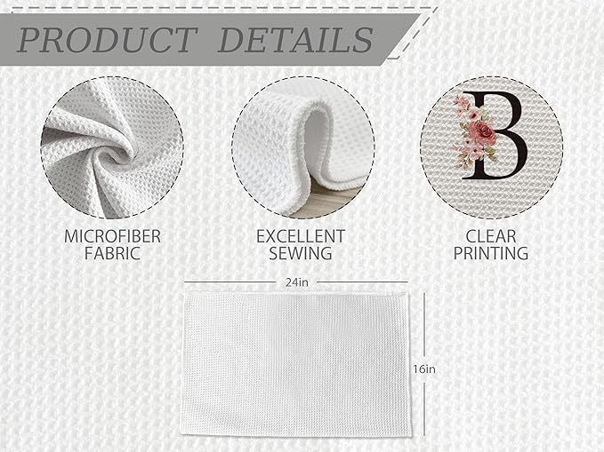 Kitchen Towels, Personalized Gifts Mode Monogram Letter B Kitchen Towel for Dinning Bathroom, Christmas Birthday Gifts for Women, Kitchen Towel and Dishcloths Sets 16×24 Inches