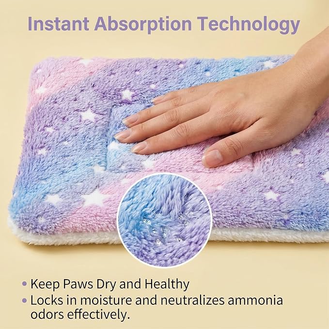 RAINFLOW 2 Pack Guinea Pig Beds - Small Animal Soft Fleece Mats,Pink & Blue | Guinea Pig Bed, Foldable Pet Mat & Plush Pad for Rabbit, Hamster, Squirrel, Hedgehog, Chinchilla, Ferret, Indoor Cage Use