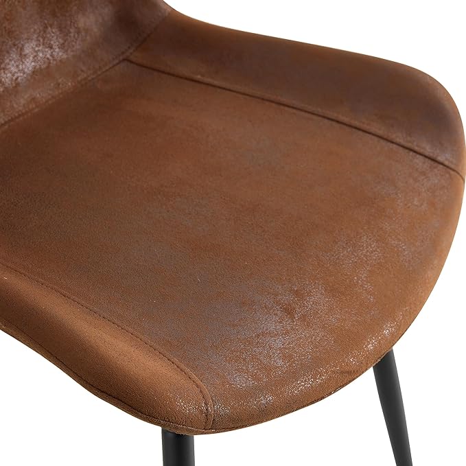 Modern Round Dining Table & Chairs Set for 4, 42" Wood Table with Upholstered PU Leather Chairs for Small Spaces