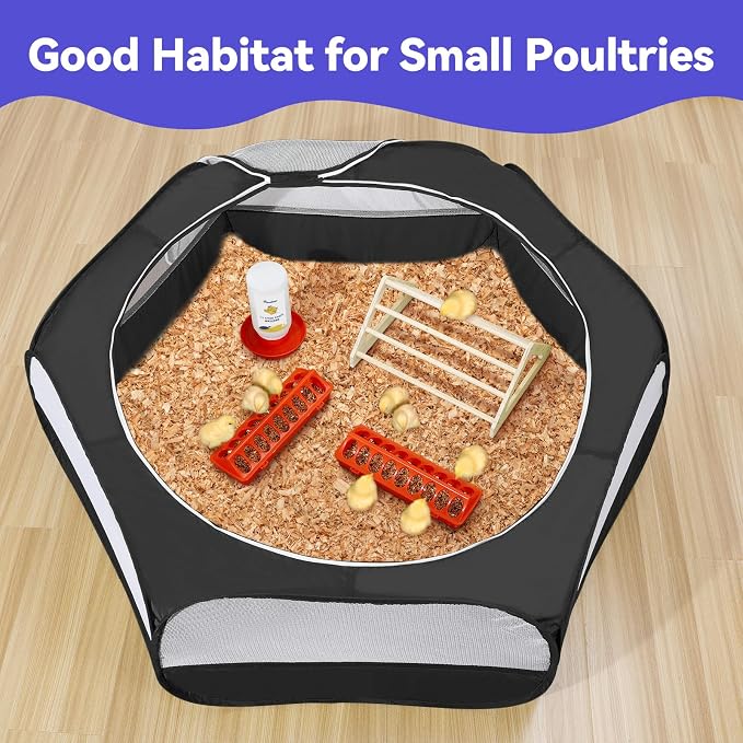 Pawaboo Chick Brooder Box for Chick Starter Kit, Black | Brooder Pen/Chicken Supplies Brooders Box with Chicks Perch Brooding Up to 15 Chicks, Duck and Quail
