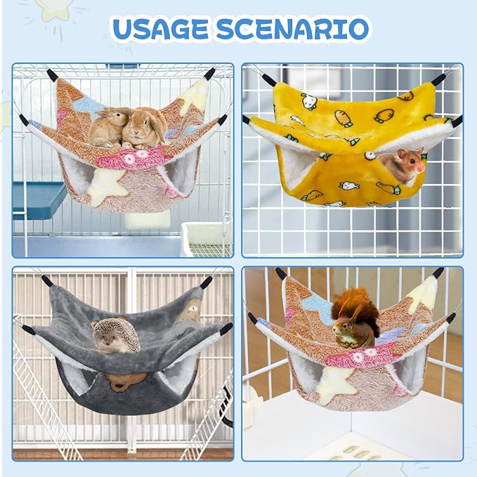 YedsIntu 3 Pcs Guinea Pig Hammock, Rat Ferret Hanging Hammock Guinea Pig Accessories for Small Animals Chinchilla Parrot Sugar Glider Ferret Hamster Squirrel (11"×11")