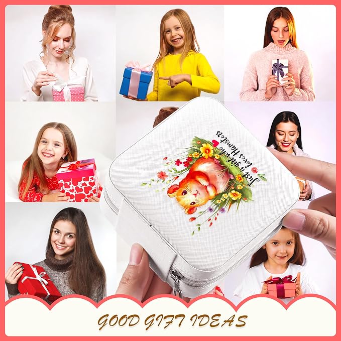 Hamster Jewelry Box, Gifts For Teens Girls, Hamster Lovers Stuff Items Accessories Things Merchandise Decor Merch, Travel Ring Earrings Necklace Organizer Holder!
