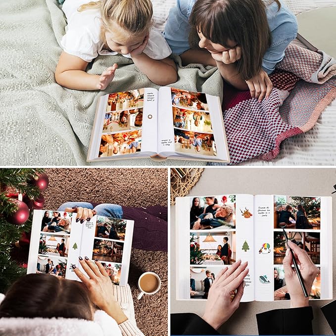 Ruibytree Photo Album with Writing Space 4x6 450 Photos,Leather Cover with Front Window Picture Album,4 x 6 Photo Book for Wedding Kids Travel Pets Family Baby Couple (Beige)