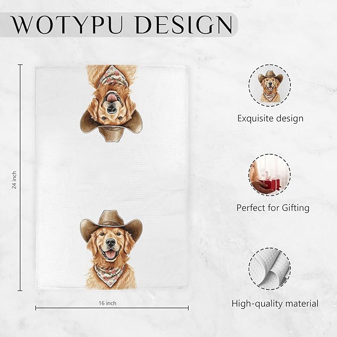 Golden Retriever Gifts Kitchen Towels, Golden Retriever Dog Gifts for Women Dish Tea Towel for Kitchen Decor, Golden Retriever Gifts Hand Towels for Bathroom Decor, 16X24 Inch