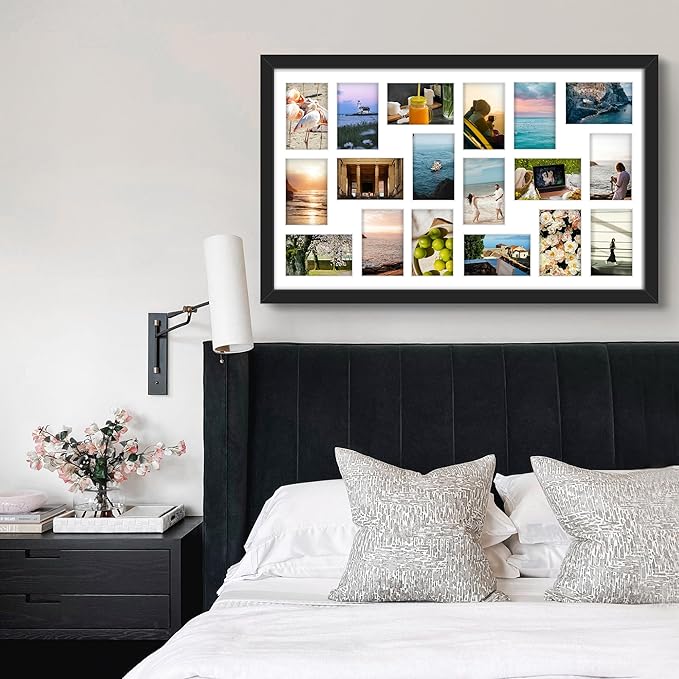 18x30 Picture Frame 4x6 Collage Picture Frame Displays Eighteen 4x6 inch Photos Collage Wall Decor Wall Hanging Black