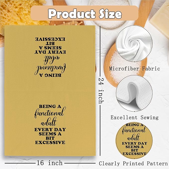 Funny Sarcastic Adult Yellow Dish Towels 16x24 Inches, Decorative Absorbent Hand Tea Kitchen Bathroom Towels