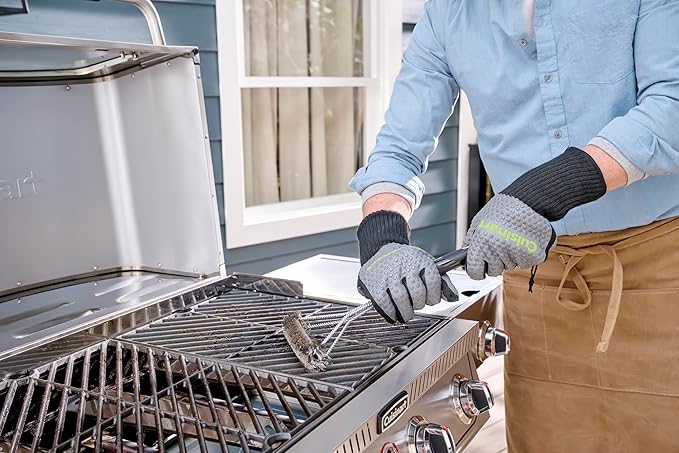 Cuisinart Coil and Brush with Angled Handle, 17” Dual Action Stainless Steel Grill Brush for Deep Cleaning All Grates, Comfortable Grip Grill Cleaner, Grill Accessory for BBQs, Cookouts & Tailgates