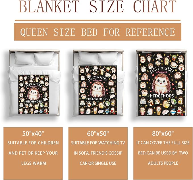 Hedgehog Blanket Gifts Soft Flannel Hedgehog Throw Blanket Room Decor Hedgehogs Accessories Merch Stuff for Girl Women 50"X40"