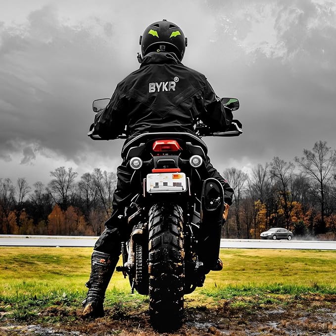 BYKR Waterproof Outdoors Motorcycle Rain Suits for Men & Women Cycling 2-Piece Breathable & Windproof Wet Weather Protection