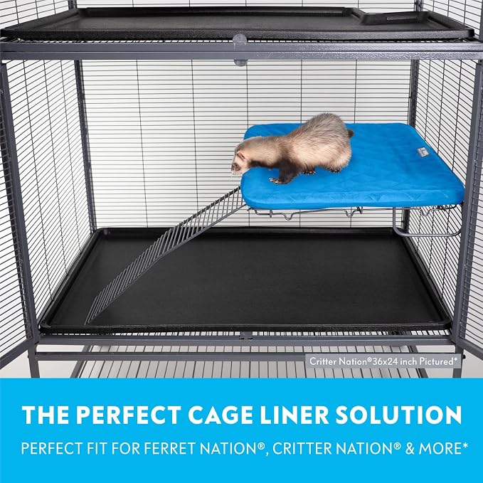 Paw Inspired Fitted Fleece Shelf Liner for Critter Nation Cage, Blue | Cover for Ferret Nation/Critter Nation Cage Shelves, For Ferrets, Rats, Chinchillas, Hedgehogs, Small Animals, Pets