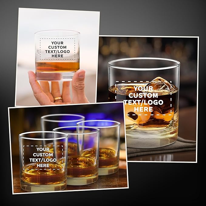 Custom Lexington Rocks Whiskey Glass 10.5 oz, Set of 96, Personalized Bulk Pack - Perfect for Scotch, Bourbon, Whiskey, Cocktail - Clear