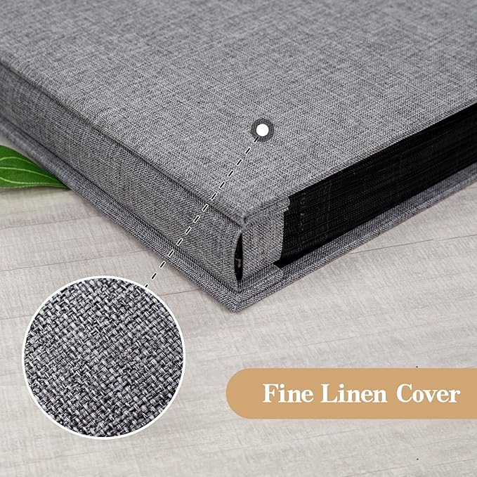 potricher Small Photo Album 4x6 100 Photos Linen Cover Picture Photo Book for Family Wedding Anniversary Baby Vacation (Gray,100 Pockets)