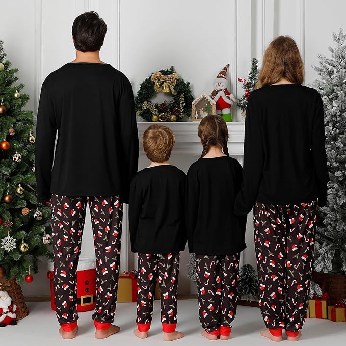 Family Christmas PJs Matching Sets, Cute Holiday Pajamas Printed Top and Pants, Xmas Jammies for Couples/Men/Women