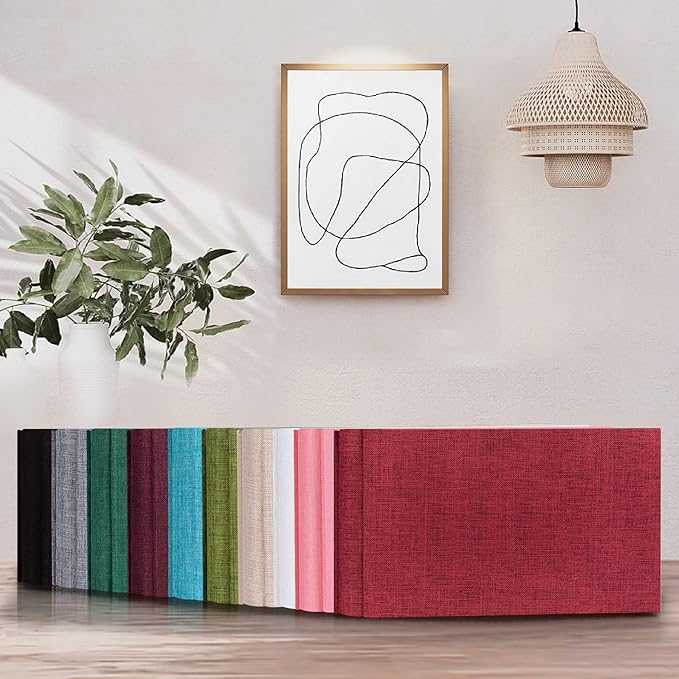 Mublalbum Small Photo Album 4x6 100 Photos Linen Cover Picture Book with Horizontal Pockets for Family Wedding Baby and Anniversary (Black)
