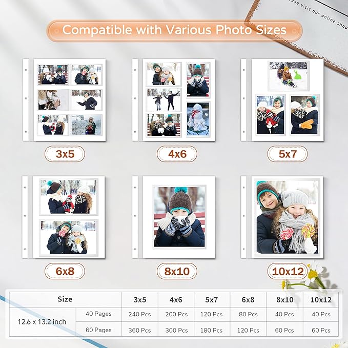 Popotop Large Photo Album Self Adhesive 4x6 5x7 8x10 Scrapbook Album DIY Picture Book,Gifts for Mom,Family Baby and Wedding,with Metal Pen and Plastic Board