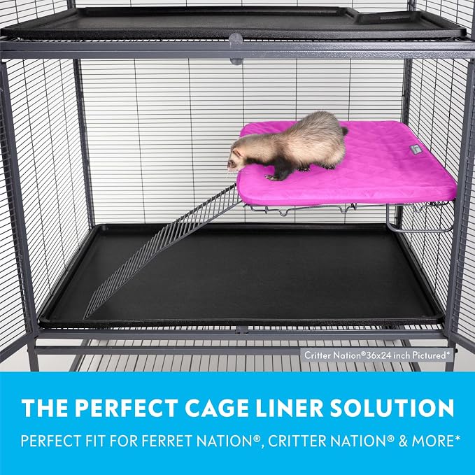 Paw Inspired Fitted Fleece Shelf Liner for Critter Nation Cage, Pink | Cover for Ferret Nation/Critter Nation Cage Shelves, For Ferrets, Rats, Chinchillas, Hedgehogs, Small Animals, Pets