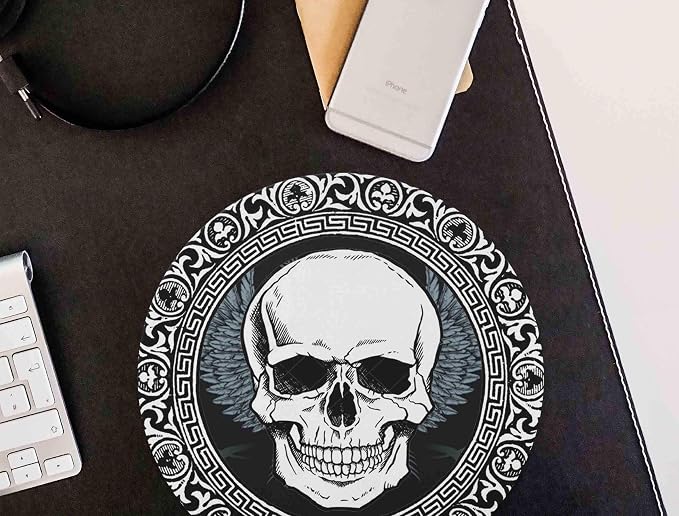 Personality Skull Design Round Gaming Mouse Pad (7.87 inch x 7.87 inch) | Non-Slip Rubber Round Mouse Pad,Personality Skull Design Round Gaming Mouse Pad (7.87 inch x 7.87 inch)