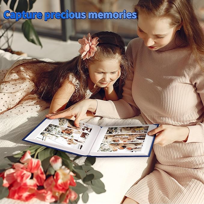 Photo Album 4x6 with 600 Pockets,Slip-in Picture Albums,Linen Cover Memory Book with Front Window,White Page Vertical Photo Book for Wedding,Family,Anniversare,Baby,Vacation