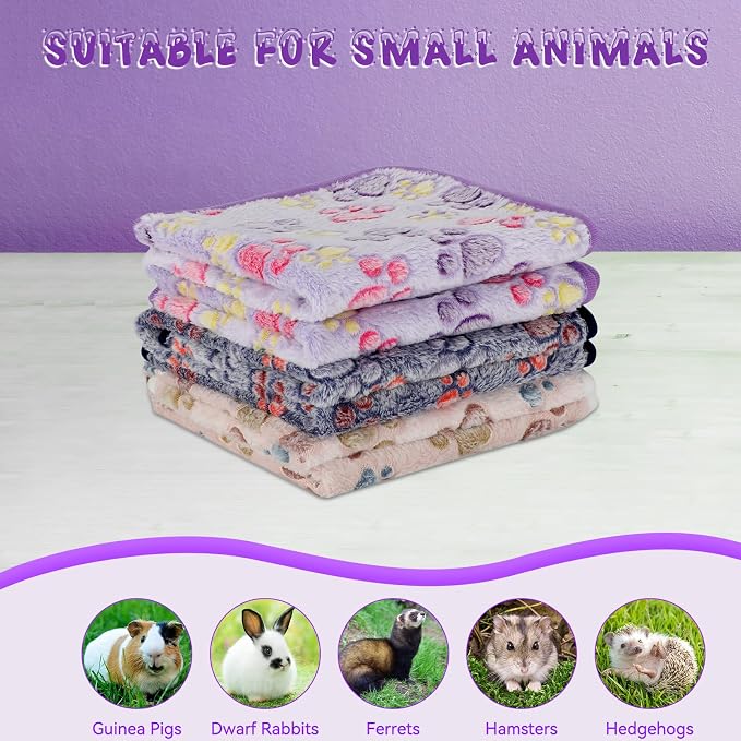 YUEPET Guinea Pig Blankets 3 Pack, Waterproof-Backed Fleece Liners, S | Guinea Pig Fleece Cage Liners, Waterproof Backing, Washable mats, Soft Fleece Surface, 23 x 16 in