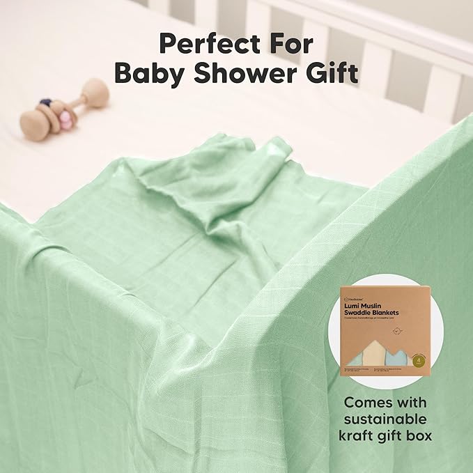 4-Pack Muslin Swaddle Blankets for Boys, Girls - Organic Baby Swaddles for Newborns, Soft & Breathable Receiving Baby Blankets for Girl, Boy, Neutral, Newborn Essentials Gift (Lavender)