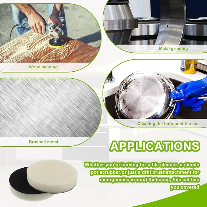 16pcs Foam Pads Power Scrubber Pads Set Electric Scrubber Replacement Scouring Pads fit for Dremel Versa Scouring Pads,White