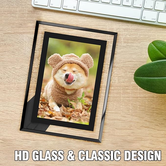 4x6 Picture Frames Black - Set of 2, HD Real Glass 4 by 6 Photo Frame for Tabletop Display, Wedding Birthday Christmas Day Gifts (4 x 6, Black)