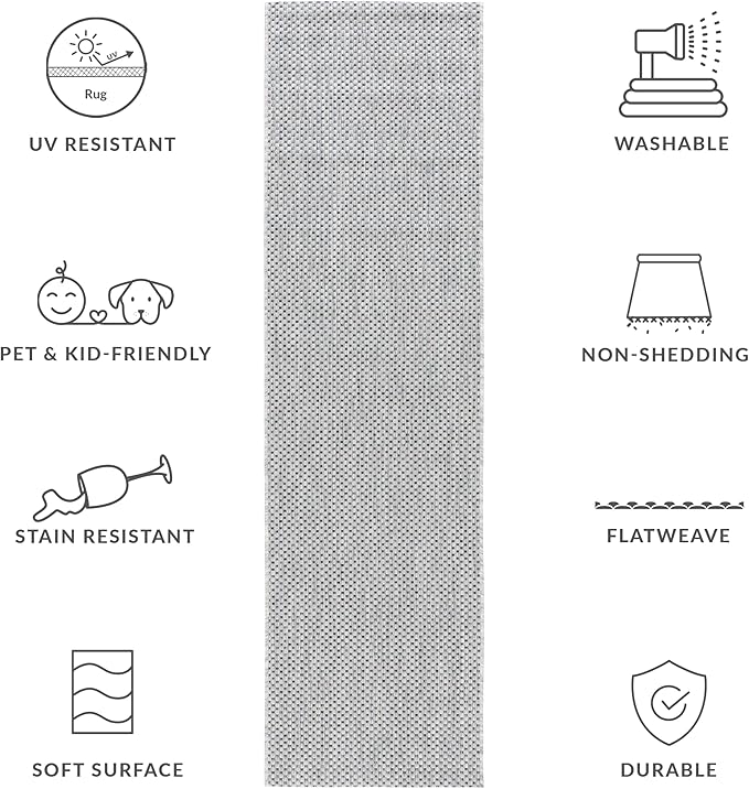 SAFAVIEH Washable Rug Outdoor Courtyard Collection - 2'3" x 8' Runner, Grey & Navy, Non-Shedding & Easy Cleaning, Ideal for Patio, Entryway, Mudroom, Hallway, Kitchen (CY8521-36812)