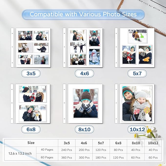 Popotop Large Photo Album Self Adhesive 4x6 5x7 8x10 Scrapbook Album DIY Picture Book,Gifts for Mom,Family Baby and Wedding,with Metal Pen and Plastic Board