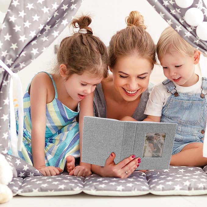 vivinin 2 Pack Photo Album 4x6, Linen Cover Photo Book, Small Photo Album Book for 36 Pockets Hold 72 Pictures, Picture Book for Photos Family Anniversaries Baby Vacations(Gray