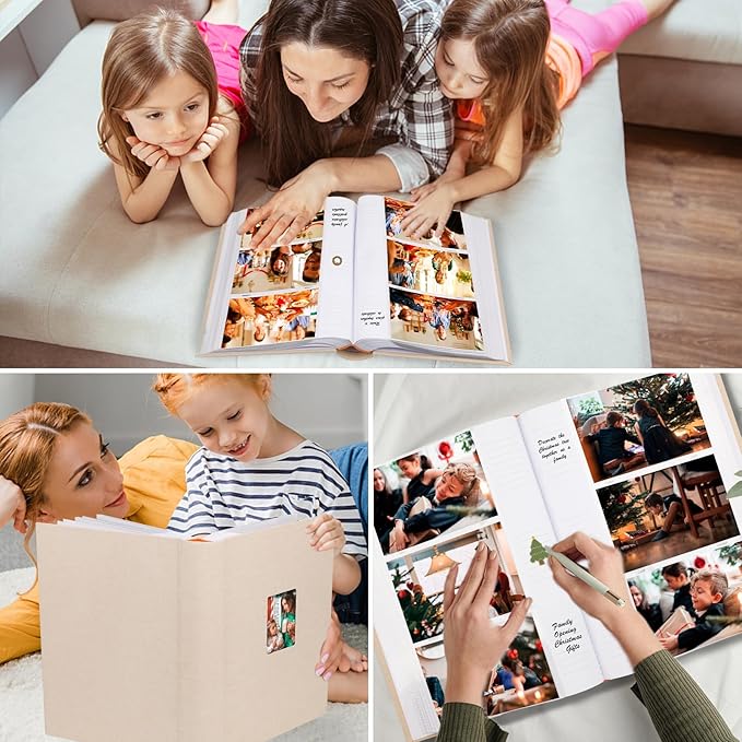 XFveivoo Photo Album 4x6 450 Photos with Writing Space,4 x 6 Photo Book Linen Cover with Front Window, 4x6 Picture Album 450 Photos Photo Album Book for Wedding Kids Travel Family Baby Pictures, Beige