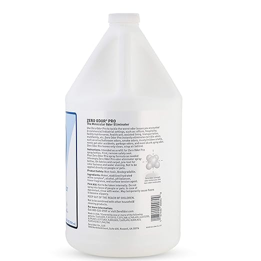 Zero Odor –Professional Odor Eliminator Bundle- Eliminate Extreme Air & Surface Odor– Patented Molecular Technology Best for Strong, persistent odor- Smell Great Again, 32oz & 128oz Refill White