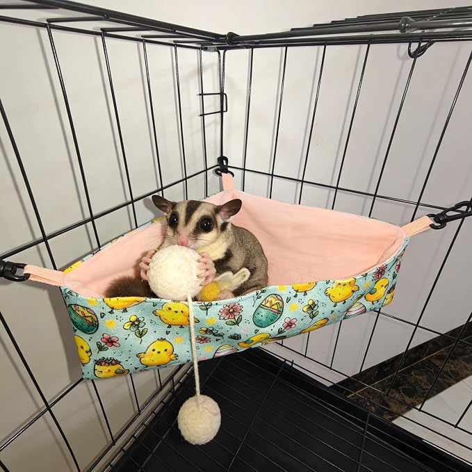 Sugar Glider Toy Box - Hanging Hammock & Soft Dig Box | Sugar Glider Cage Accessories,Hedgehog, Rat | Washable Sugar Glider Pouch for Small Animals
