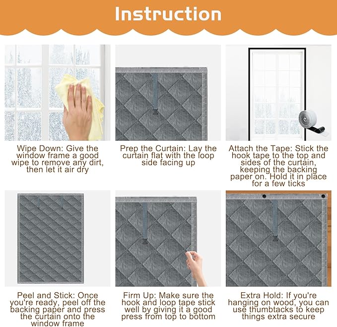 Window Insulation kit, 3-Layer Cotton Thermal Insulated Window Cover 47 Inch x 63 Inch Oxford Winter Window Covering Velcro Insulation Curtain for Cold Weather to Keep Warm (47X63inch)