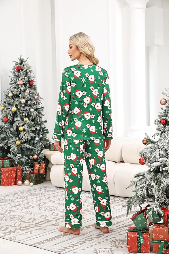 Ekouaer Womens 2 Pack Pajama Set Long Sleeve Pajamas Top and Pants V Neck Pjs Set Soft Loungewear with Pockets