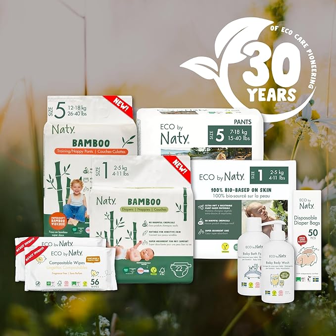 Naty Compostable XXL Baby Wipes - Unscented, 100% Plant-Based, Plastic-Free, Fragrance-Free, Hypoallergenic for sensitive skin and Dermatologically Tested (XXL - 600 Count - 12 Packs of 50)