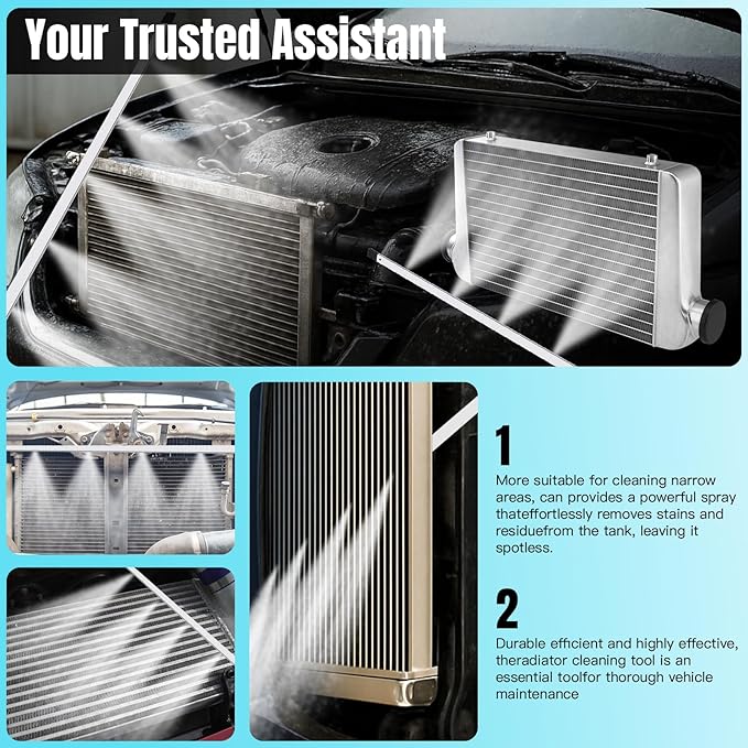 39" Radiator Cleaning Wand, Household Car&Truck, 4500 PSl Radiator Pressure Washer Wand with 3 Upgraded 1/4" Quick Couplers Dual-Use Water/Air, Portable Radiator cleaner Wand Tool