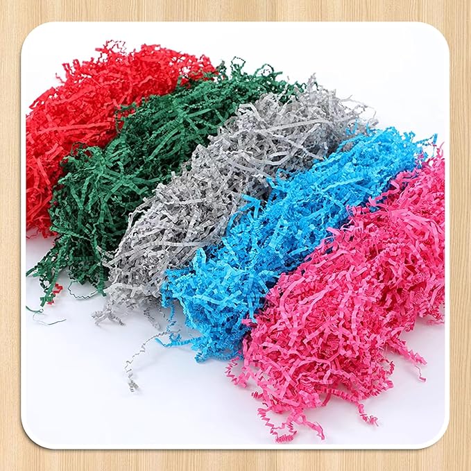 Zankubom 1 LB Grey Crinkle Cut Paper Shred Filler Great for Gift Wrapping, Grey Basket Fillers, Birthday, Gift Wrapping, Anniversary, Halloween Thanksgiving Christmas Party Decor Filling Supplies